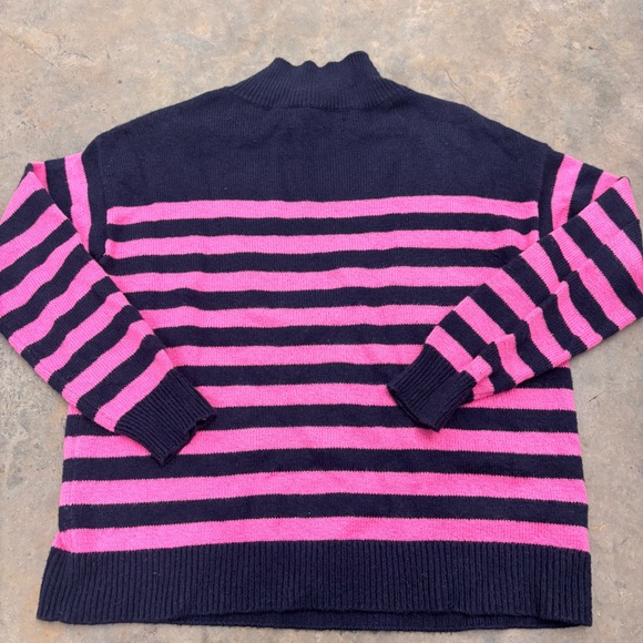 Loft Mock Neck Sweater Stripe blue and pink Womens Size Medium - Picture 5 of 7